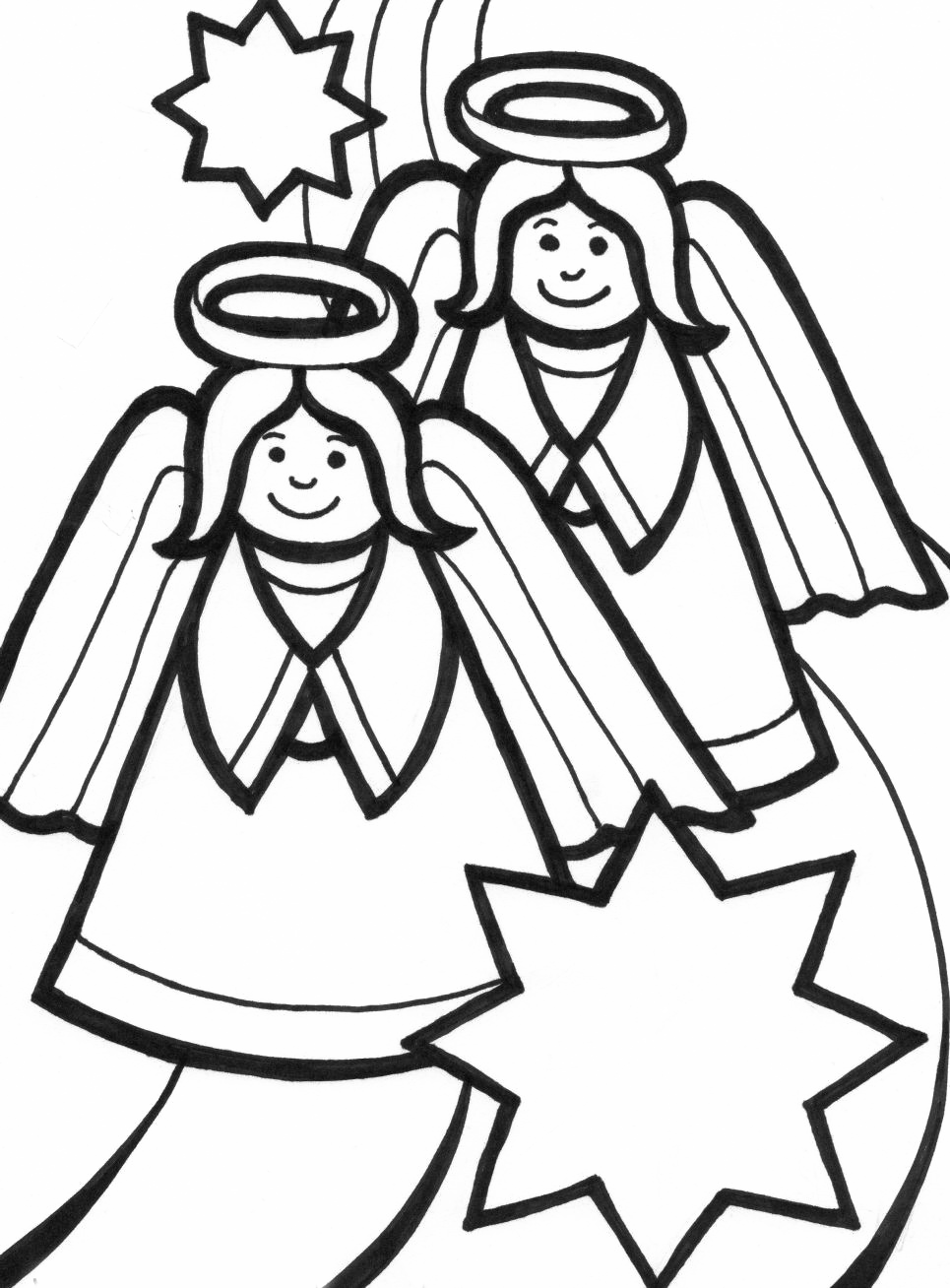 Free Coloring Pages Angels - Coloring Sheets Christmas Angel (965x1308)