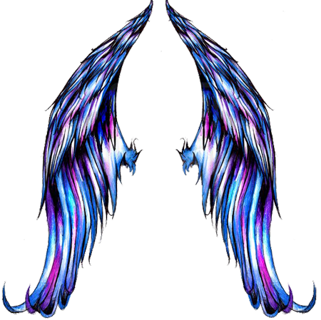 Colorful Wings Tattoo Design - Angel Wings Drawing Colour (450x449)
