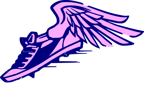 Running Shoe With Wings Clip Art - Track And Field Clipart Blue (600x359)