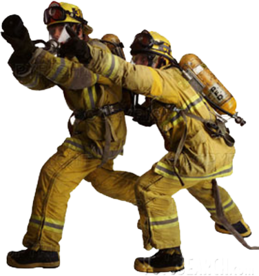 Firemen Psd - Firefighters Put Out Square Sticker 3" X 3" (376x400)