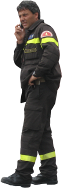 Italian Fireman With Cellphone - Cutout Fireman (375x375)