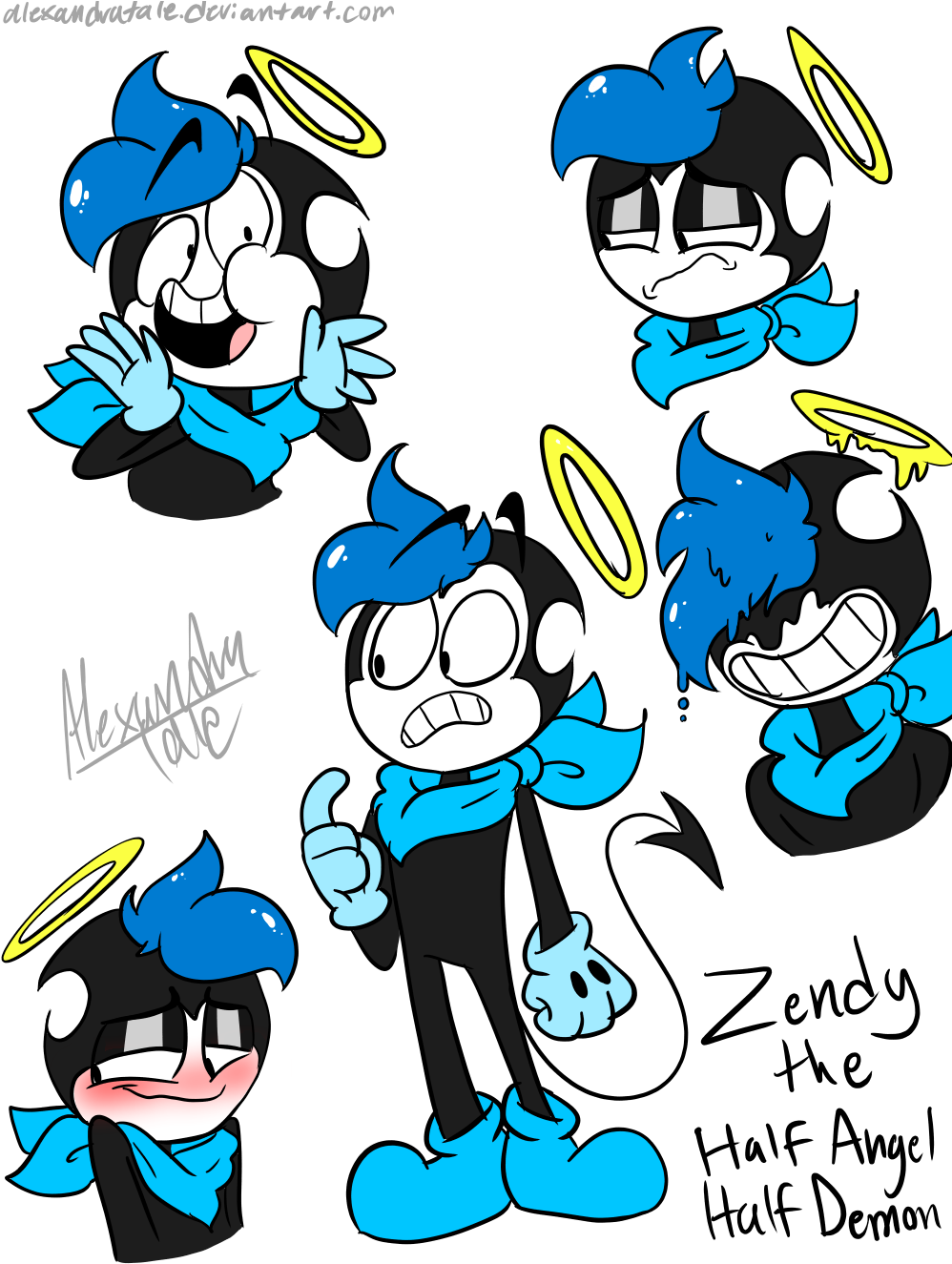 Nightglim 318 45 Zendy The Half Angel Demon By Alexandratale - Cartoon (1000x1414)