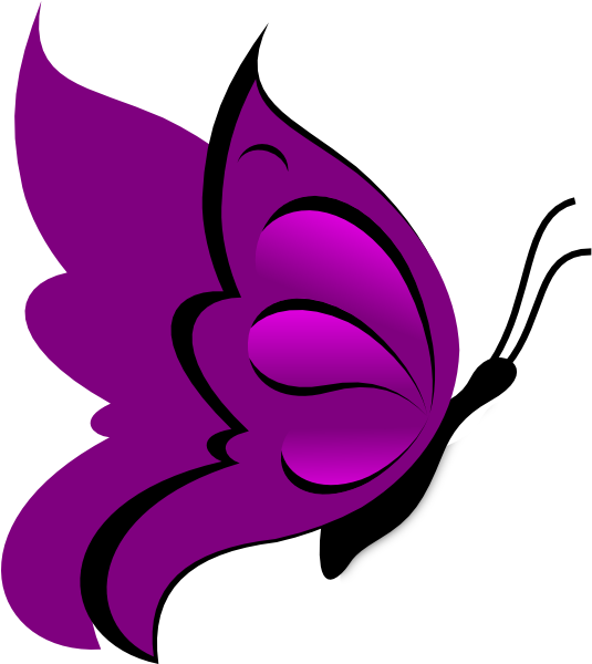 Pink And Purple Butterflies Clipart (552x599)