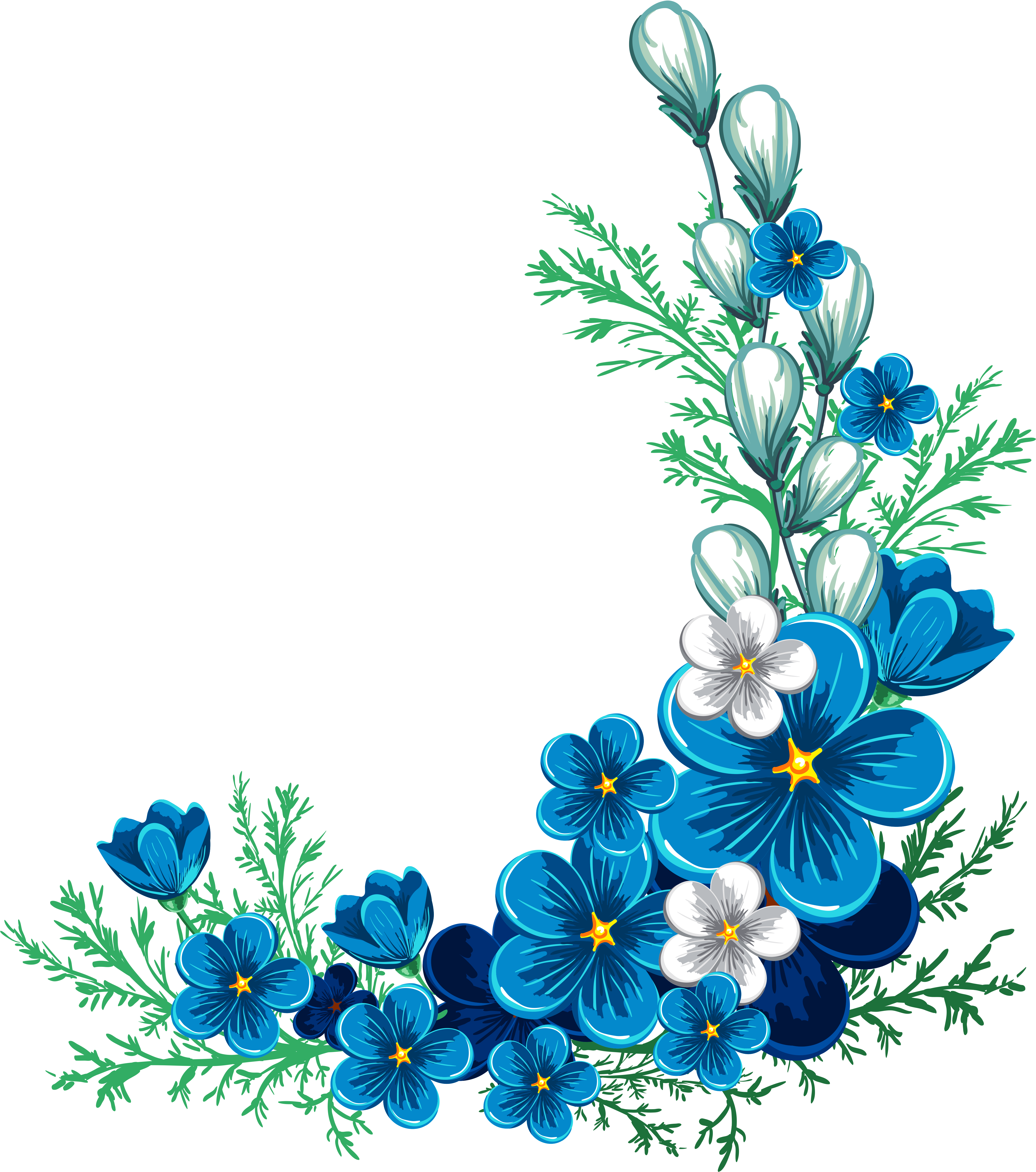 0 117b8d 96daf385 Orig 4 420×4 999 Пикс - Blue Flower Border Clipart (4420x4999)
