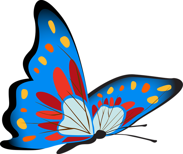 Butterfly, Colorful, Blue, Insect, Decoration, Decor - Butterfly Colorful (640x538)