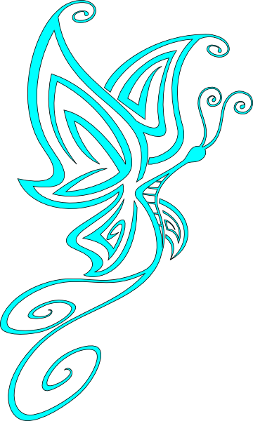 Swirl Butterfly Clip Art At - Black And White Butterfly Drawings (360x600)