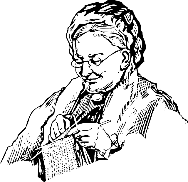 Outline, Lady, Woman, Face, Cartoon, Knitting - Year Down Yonder Grandma Dowdel (640x620)