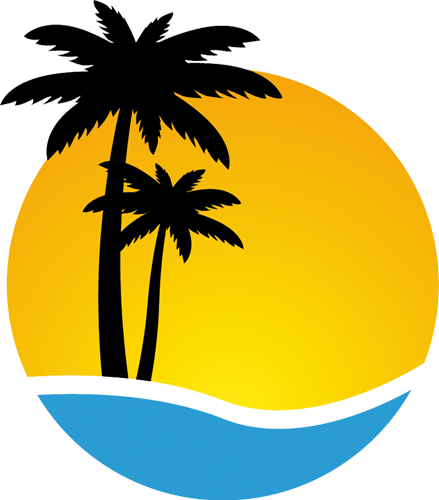 Tree Silhouette Free Vector Download Free - Palm Tree Sunset Vector (439x500)