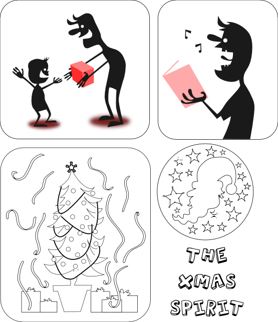 Xmas Spirit Black White Christmas 111px - Christmas Day (555x643)