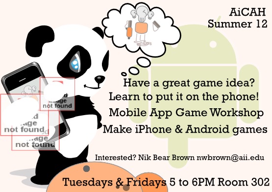 Mobile App Game Progamming Workshop Summer 2 12 Poster - Panda, Der Ein Iphone Hält Postkarte (555x392)
