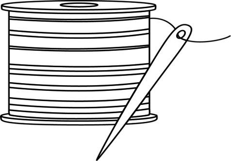 Coloring Trend Medium Size Needle Clip Art Thread Clipart - Black And White Sewing Clipart (476x333)