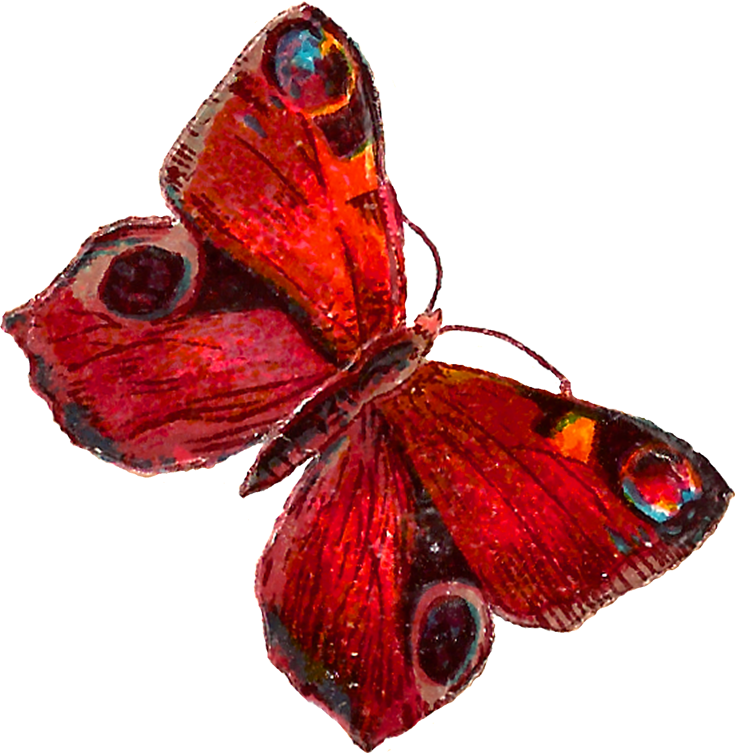 The Second Digital Butterfly Clip Art Is Of A Red Butterfly - Red Butterfly Png (1584x1600)