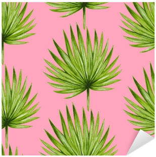 Watercolor Tropical Palm Leaves Seamless Pattern - Watercolor Painting (400x400)