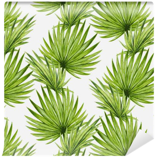 Watercolor Tropical Palm Leaves Seamless Pattern - Watercolor Painting (400x400)