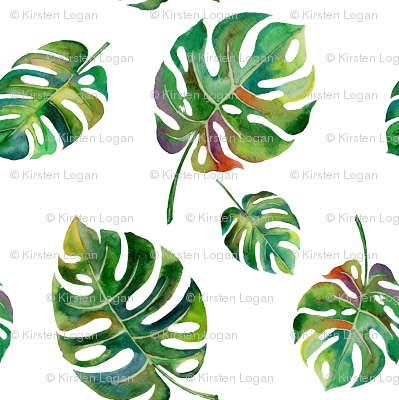Tropical Island Palms Palm Leaves Watercolor - Water Color Leaves (399x400)