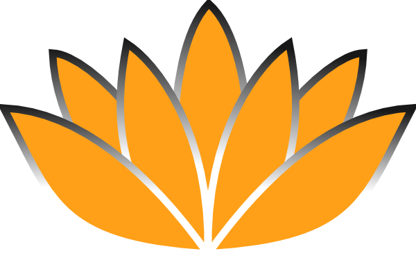 Orange Lotus Flower Silver Trim Clip Art - Yellow Lotus Flower Png (600x372)