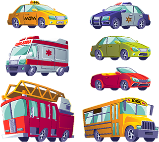 Cartoon Set Of Isolated Icons Of Urban Transport - Vector Graphics (360x360)