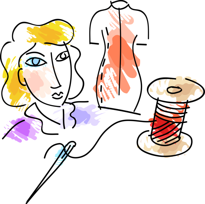 Vector Illustration Of Fashion Industry Dressmaker - Vector Illustration Of Fashion Industry Dressmaker (703x700)