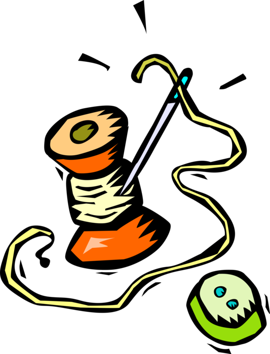 Vector Illustration Of Button With Sewing Needle And - Ago E Filo Png (533x700)