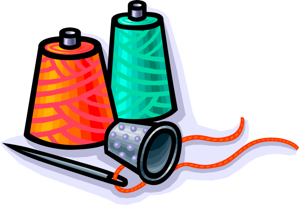 Vector Illustration Of Thimble Fingertip Protector - Linhas E Agulhas Png (1019x700)