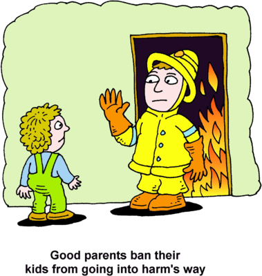 Image Good Parents Ban Their Kids From Going Into Harms - Blocking The Way Clip Art (379x400)
