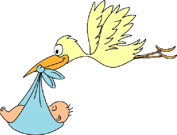 Stork Carrying Baby Boy Cartoon Clip Art Images - Stork And Baby Png (600x600)