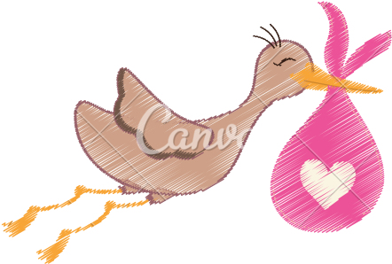 Newborn Baby Stork Cartoon - Desenho Cegonha Com Bebe (550x550)