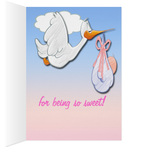 It's A Girl Stork Baby Shower Thank You Card - Es Ist Ein Mädchen-storch, Den Babyparty Ihnen Karte (512x512)