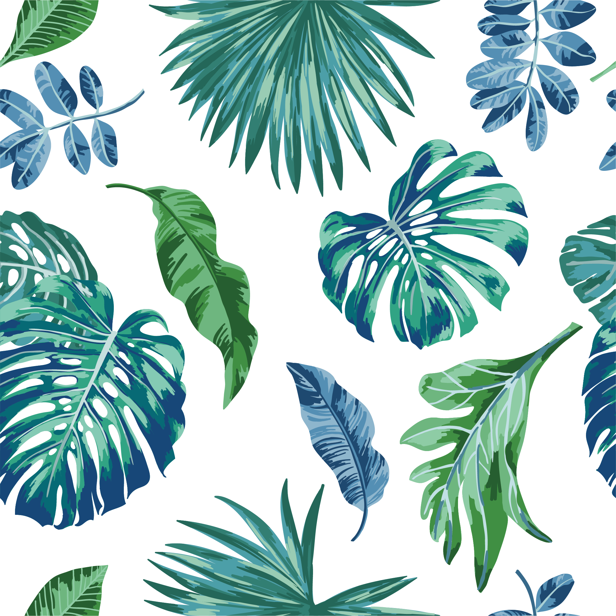 Watercolor Painting Palm Branch Tropics - Tropical Leaves Vector Illustration (2094x2095)