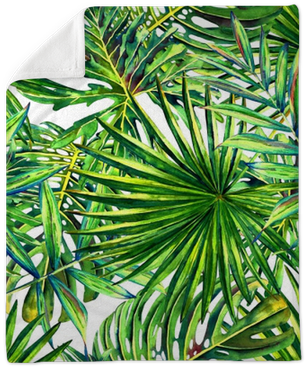 Seamless Floral Pattern With Watercolor Tropical Palm - Papel Pintado Palmera (400x400)