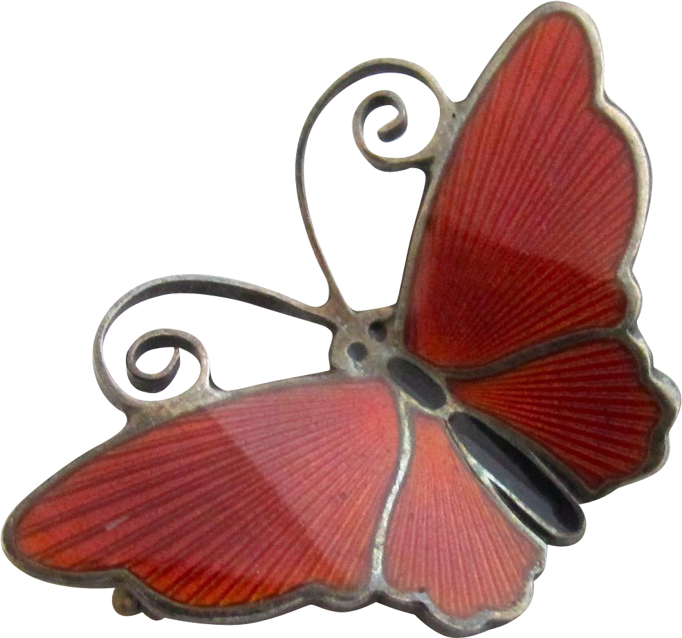 Vintage David Andersen Norway Brick Red Enamel Butterfly - Lycaenid (985x985)