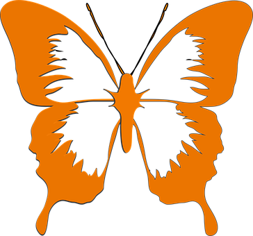 Butterfly, Insect, Animal, Orange, Blue - Butterfly Black And White Clipart (364x340)