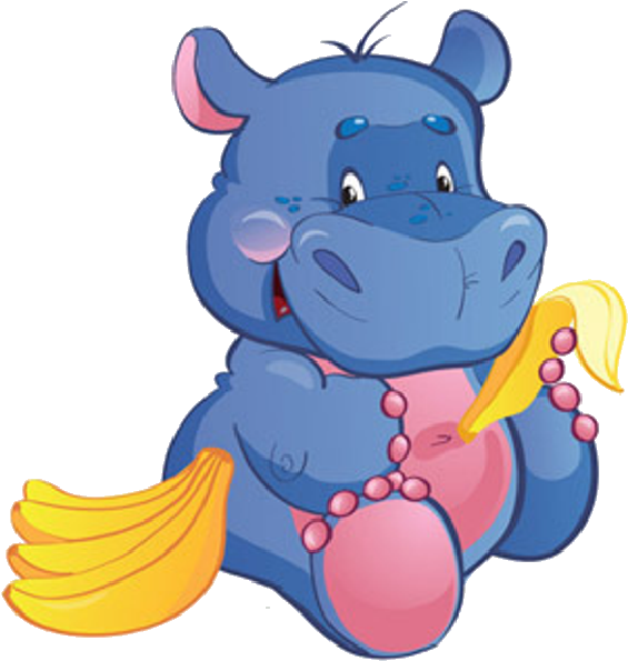 Hippopotamus Baby Cartoon Clip Art Images - Baby Animals Eating Cartoon (600x600)