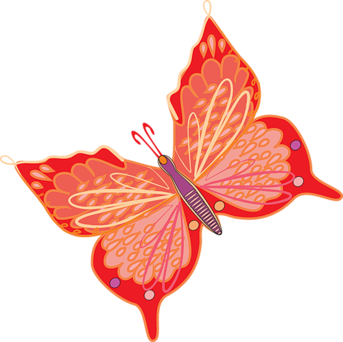 Red Butterfly - Clip Art (500x499)