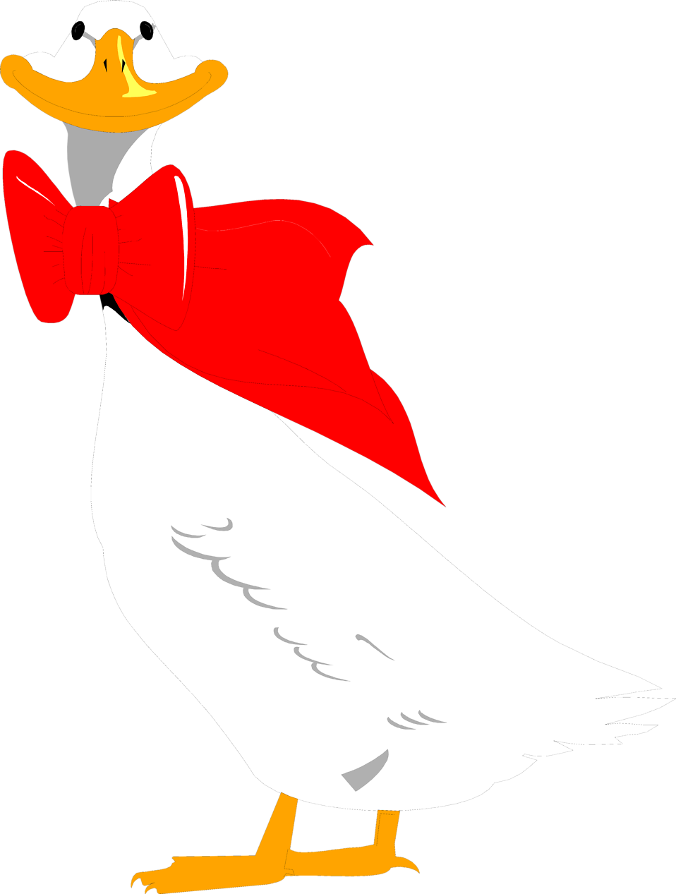 Illustration Of A Cartoon Goose With A Red Bow On - Goose (958x1267)