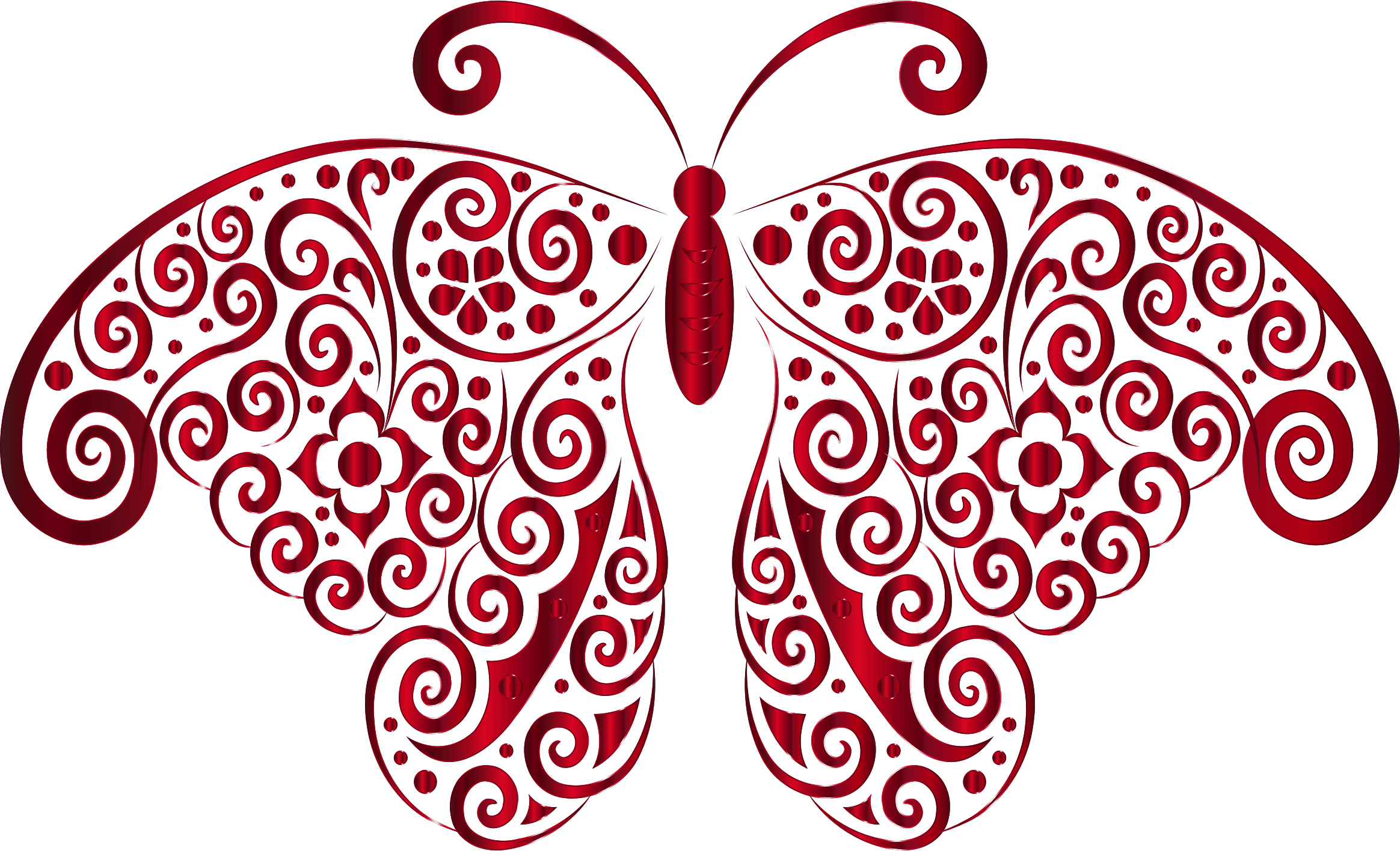 Red Flower Clipart Flower Gif - Butterfly Silhouette Png (2328x1416)