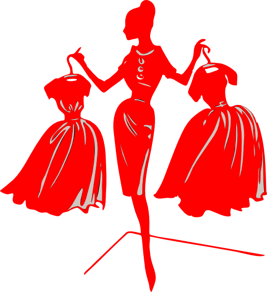 Clipart Clever Design Red Dress Clip Art At Clker Com - Apollo's Products Fashion: Silhouette Of Lady Holding (546x598)