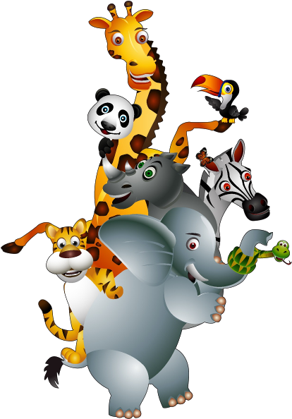 Group Of Animals Clipart - Stickers Autocollant Muraux Enfant Animaux Jungle Réf (600x600)