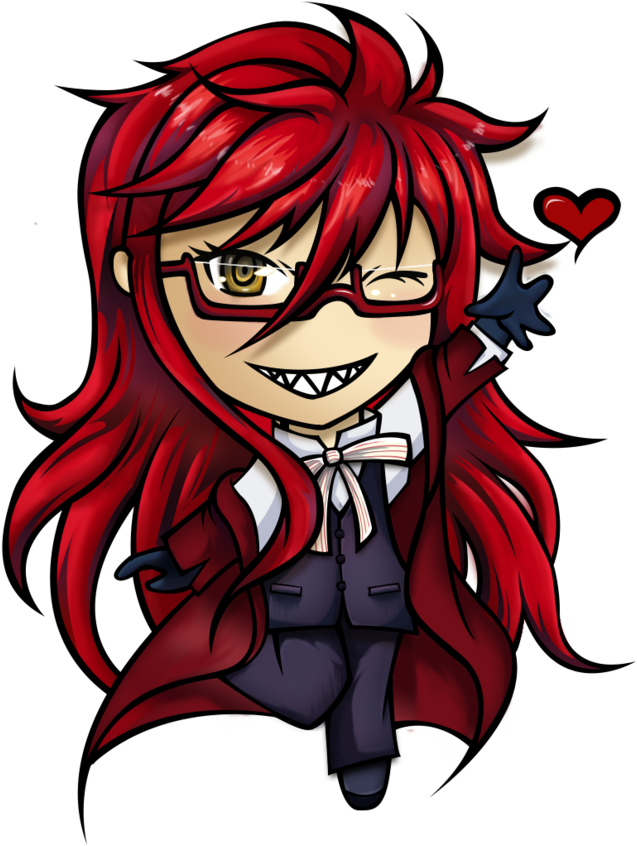 Grell Black Butler Chibi By Sugar Addikt Clipart - Chibi (894x894)