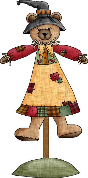 Teddy Bear Scarecrow * - Fall Clipart (346x699)