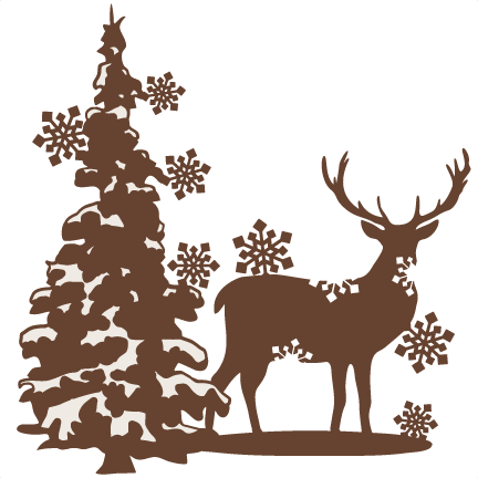 Reindeer Clipart Scene - Deer In Snow Silhouette (432x432)