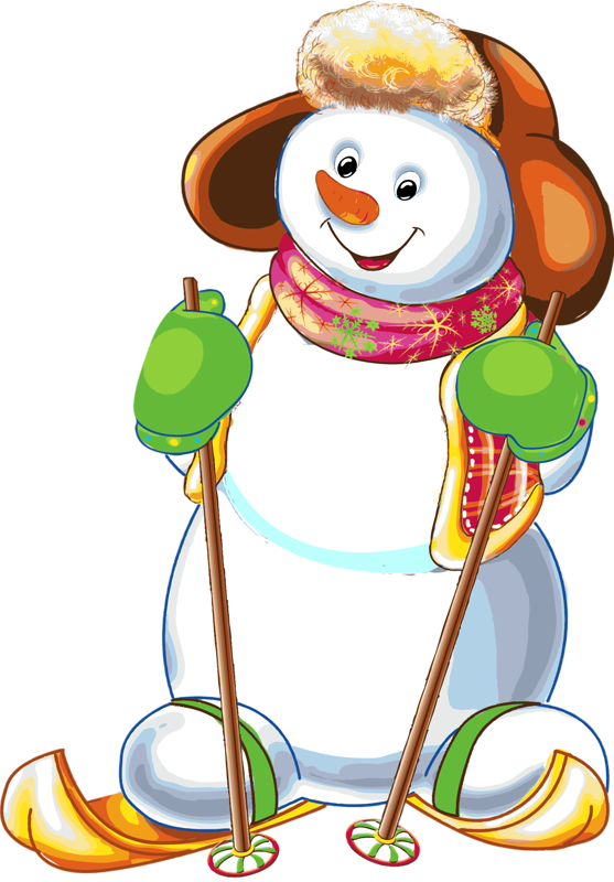 Funny Snowman Skiing On White Background [преобразованный] - Snowman (557x800)