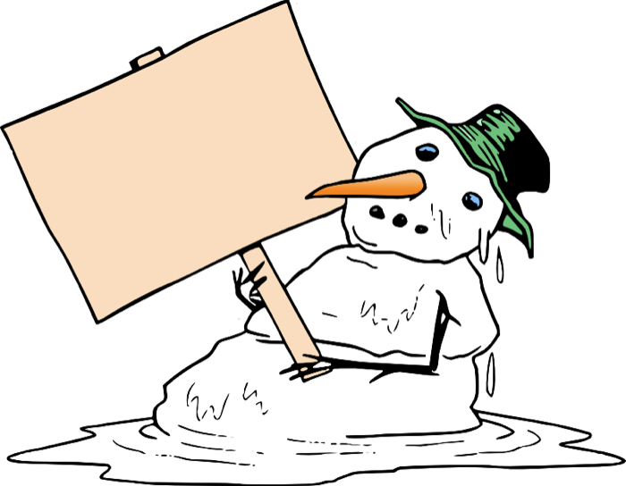 Melting Snowman With Sign - Melting Snowman Png (700x544)