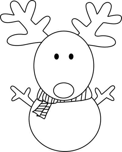 Black And White Reindeer Snowman Clip Art Black And - Cartoon Snowman Black And White (402x500)