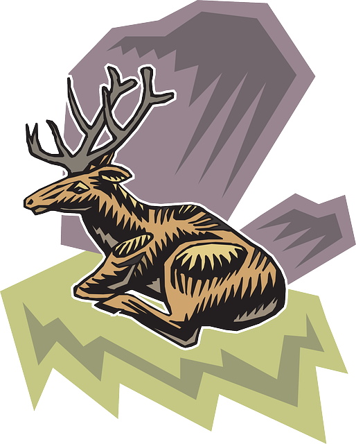 Deer, Style, Wild, Background, Art, Sitting, Animal - Sheep (514x640)