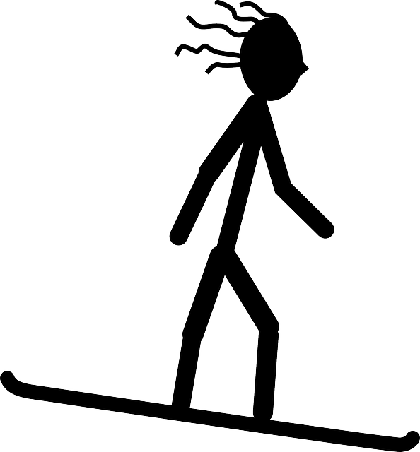 Black, Stick, Symbol, Figure, Cartoon, Snow - Snowboarder Clipart (594x640)