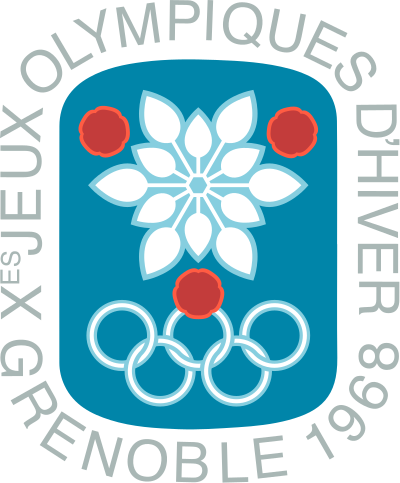 The Emblem Represents A Snow Crystal And Three Red - Grenoble Winter Olympics 1968 (400x483)