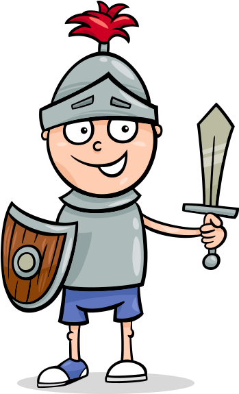 Clipart Eski Tip Asker Kostümlü Erkek Çocuk - Knight Costume Cartoon (398x574)