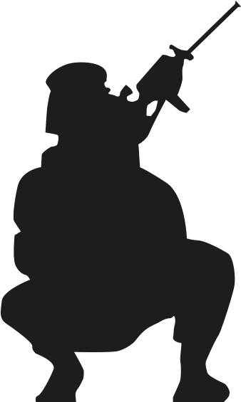 Çömelmiş Asker Silüeti - 軍人 剪影 (450x600)