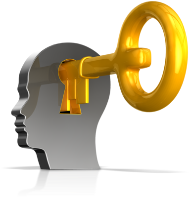 Keyhole In Head With Key - Psychology Head Clipart Png (400x400)